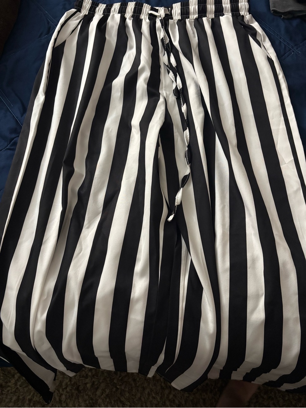 Black and White Vertical Stripe Maxi Skirt